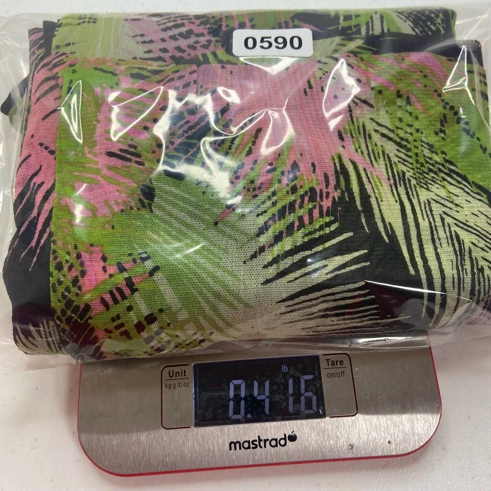Kay Unger Palm Print Bodycon Midi Dress Women's Large Resort Vacation Tropical‎